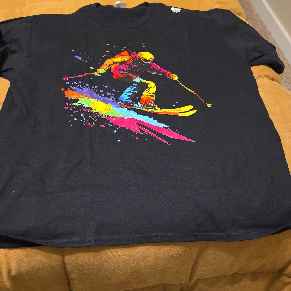 Black Graphic Skiing T-Shirt